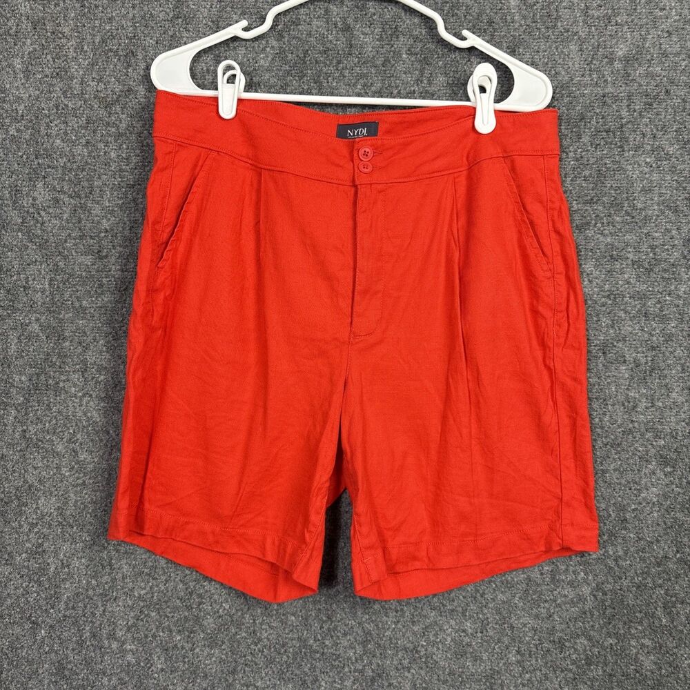 NYDJ Shorts Womens Size 12P Red Linen Blend chino  Modern 7"